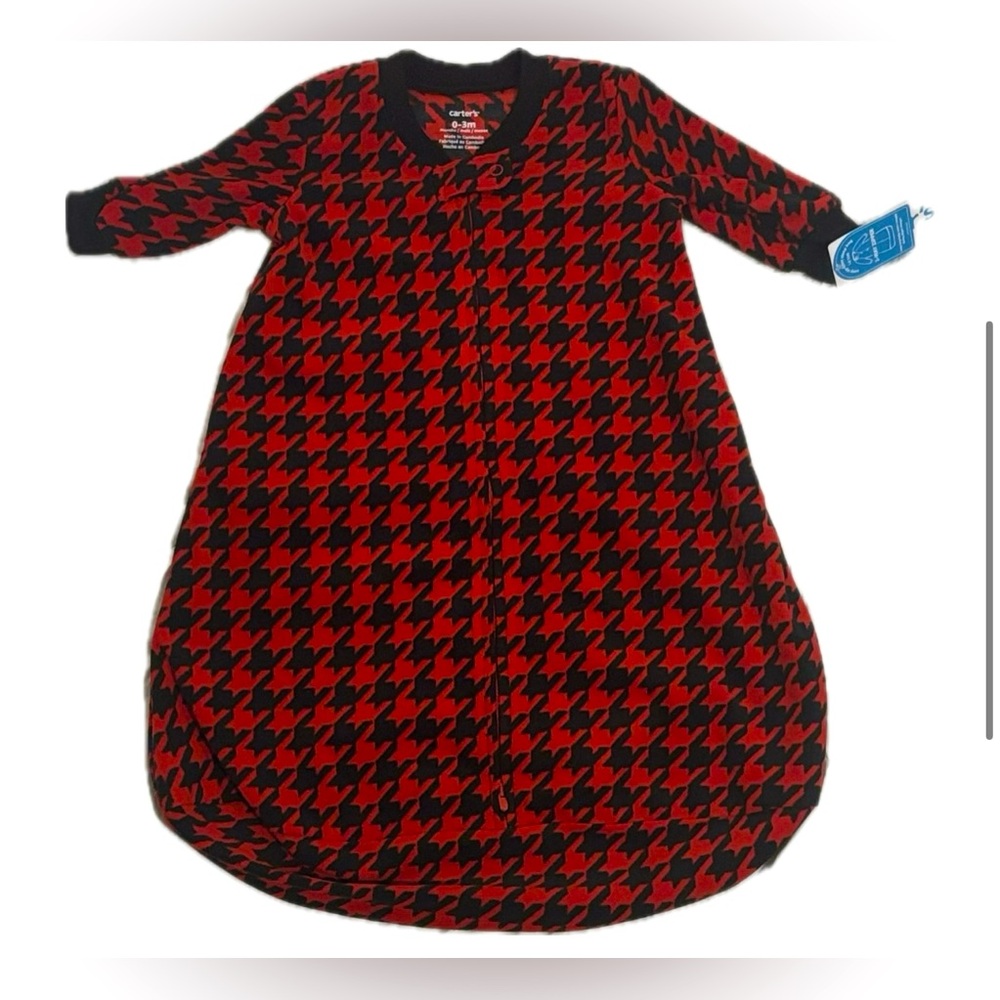 Carter’s NWT Zip Sleep Bag 0-3M OEKO-TEX | Red & Black Houndstooth Print